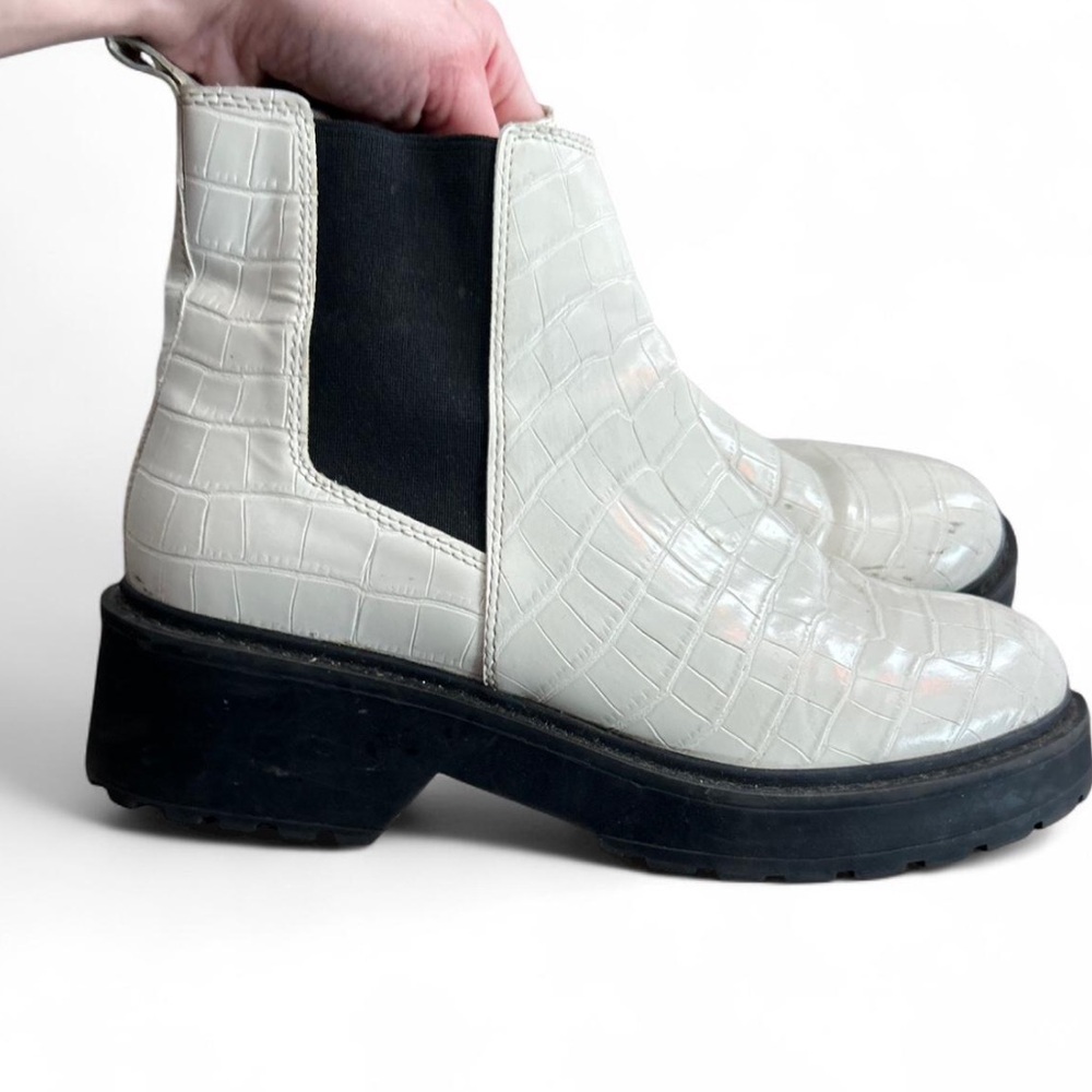 Steve Madden White Chelsea Ankle Boots